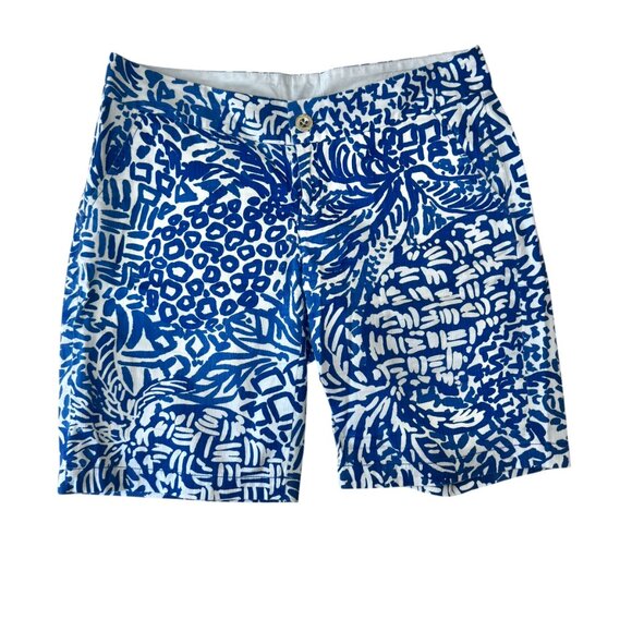 Lilly Pulitzer NEW Chipper Indigo Home Slice Pineapple Bermuda Shorts size 10 - Picture 2 of 7